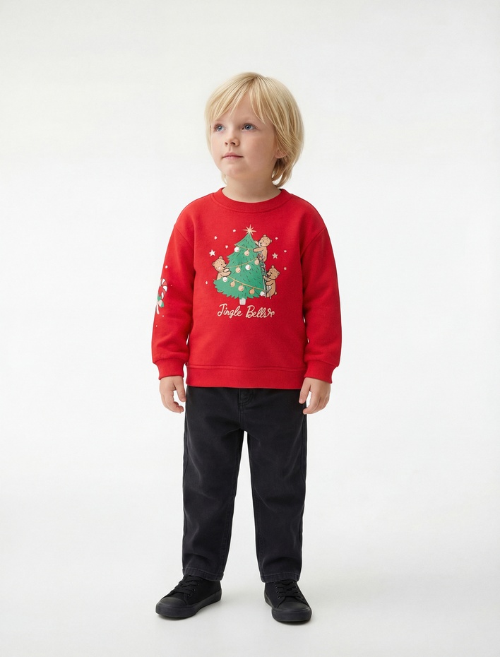 Erkek Bebek Pamuklu Beli Lastikli Rahat Kesim Denim Pantolon