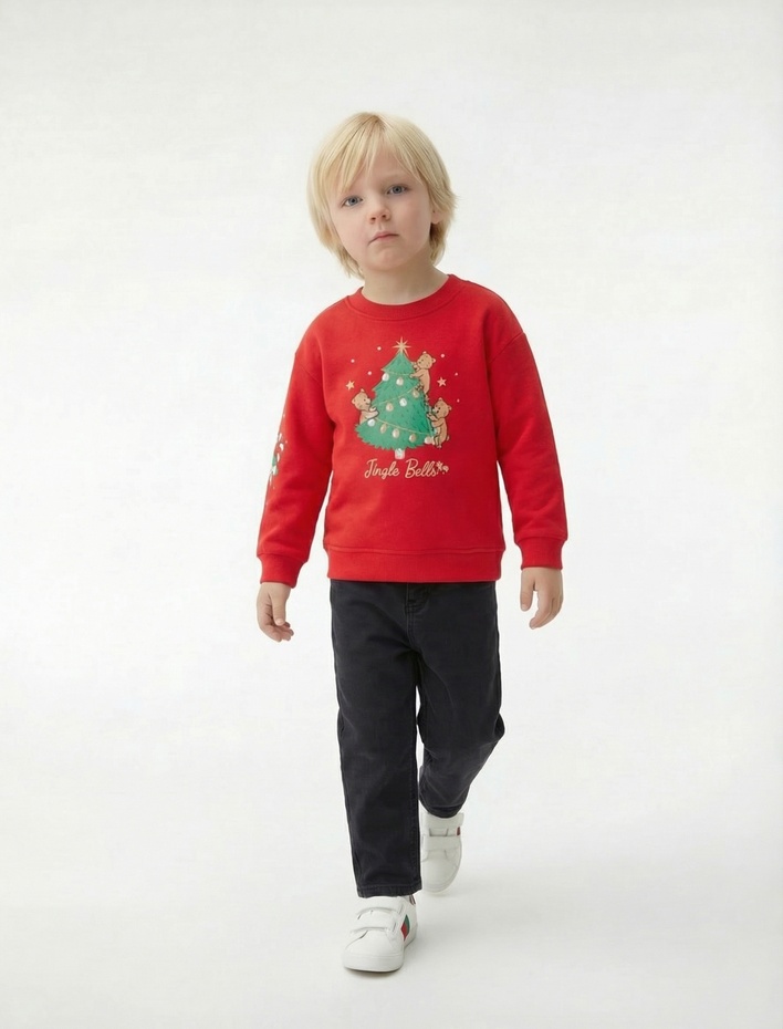 Erkek Bebek Pamuklu Beli Lastikli Rahat Kesim Denim Pantolon