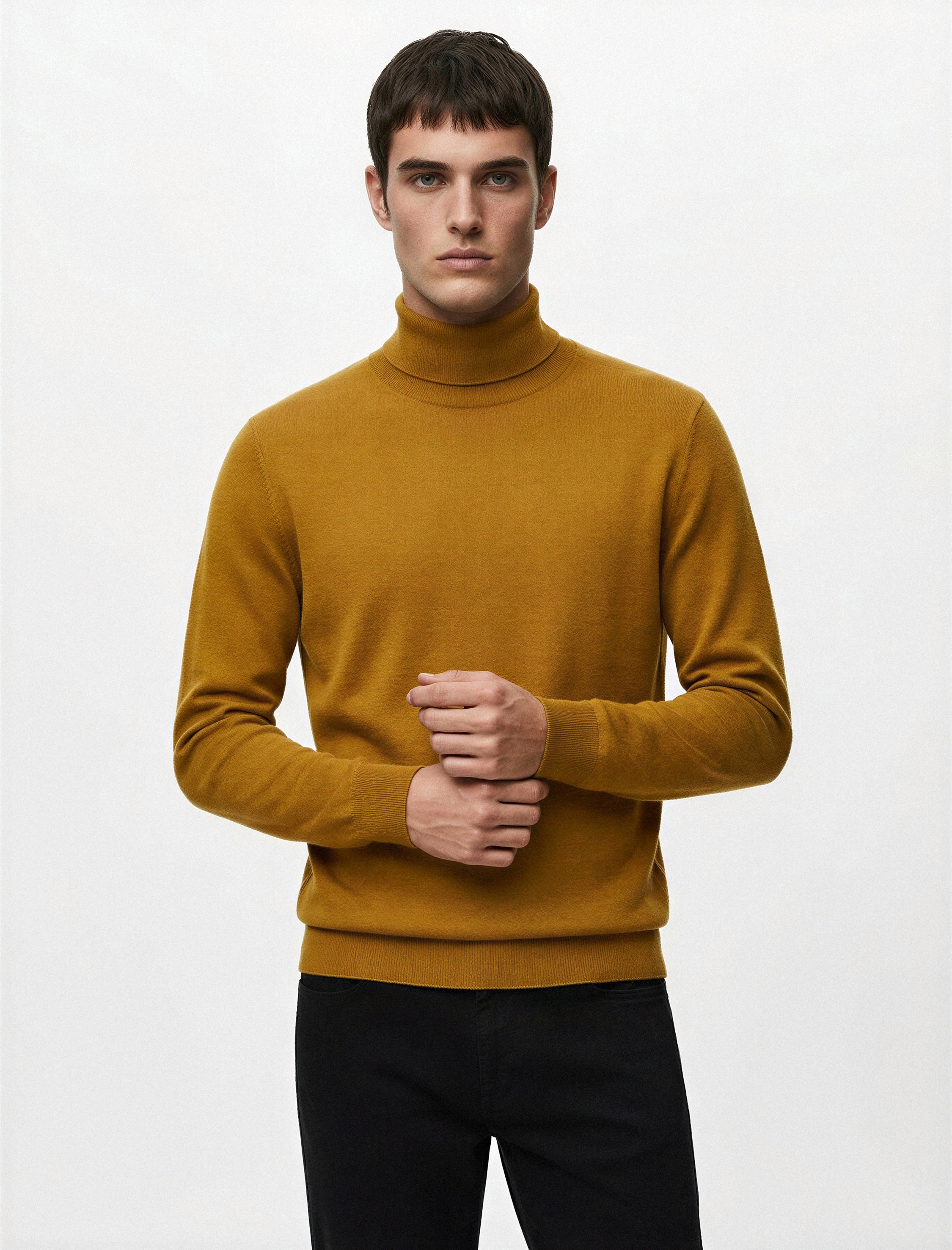   Uzun Kollu Viskon Karışımlı Balıkçı Yaka Triko Kazak