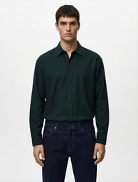 Klasik Yaka Pamuklu Düğmeli Oversize Uzun Kollu Gömlek