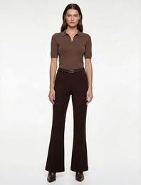 Slim Fit Cepli Viskon Karışımlı Kemer Detaylı İspanyol Paça Pantolon