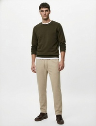 Pamuklu Uzun Kollu Şardonlu Bisiklet Yaka Erkek Basic Sweatshirt