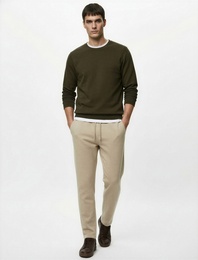 Viskon Karışımlı Cepli Regular Fit Beli Bağcıklı Pantolon