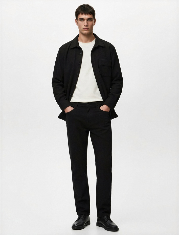  Viskon Karışımlı Cep Detaylı Uzun Kollu Düğmeli Klasik Yaka Gömlek Ceket