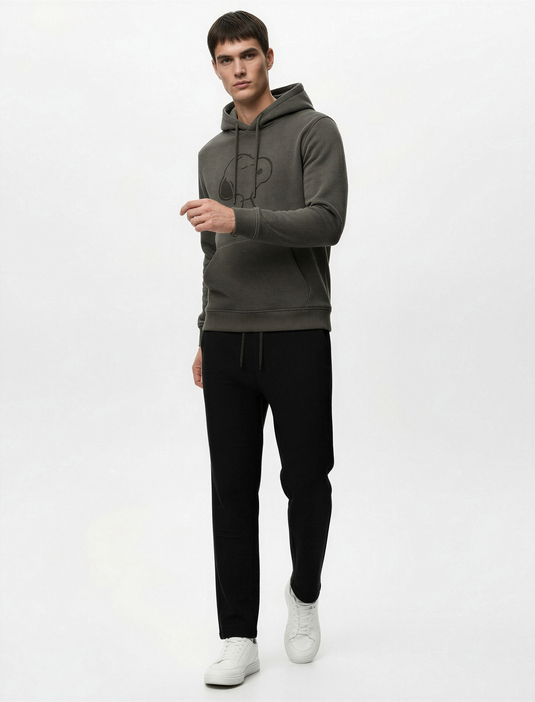   Regular Fit Cepli Dokulu Beli Bağcıklı Eşofman Altı