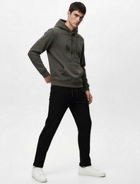 Regular Fit Cepli Dokulu Beli Bağcıklı Eşofman Altı