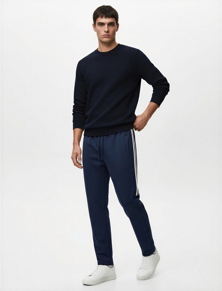  Beli Bağcıklı Cepli Biyeli Spor Jogger Eşofman Altı