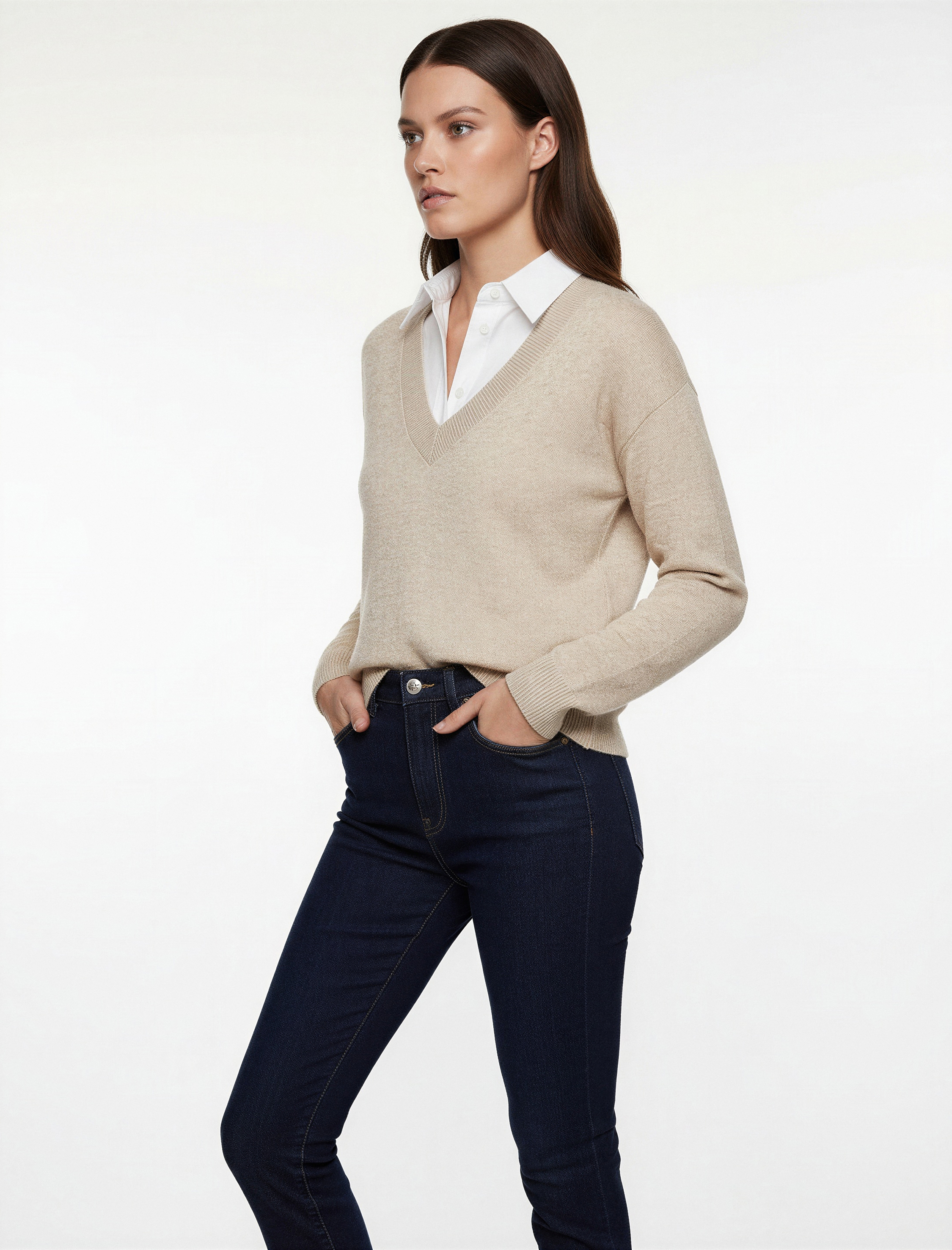   Koton X Melis Ağazat - Uzun Kollu V Yaka Triko Oversize Kazak