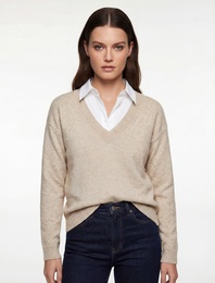 Koton X Melis Ağazat - Uzun Kollu V Yaka Triko Oversize Kazak