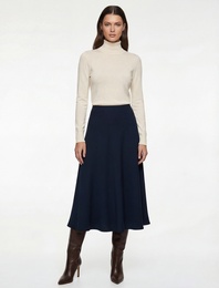 Regular Fit Midi Boy Saten Kloş Etek