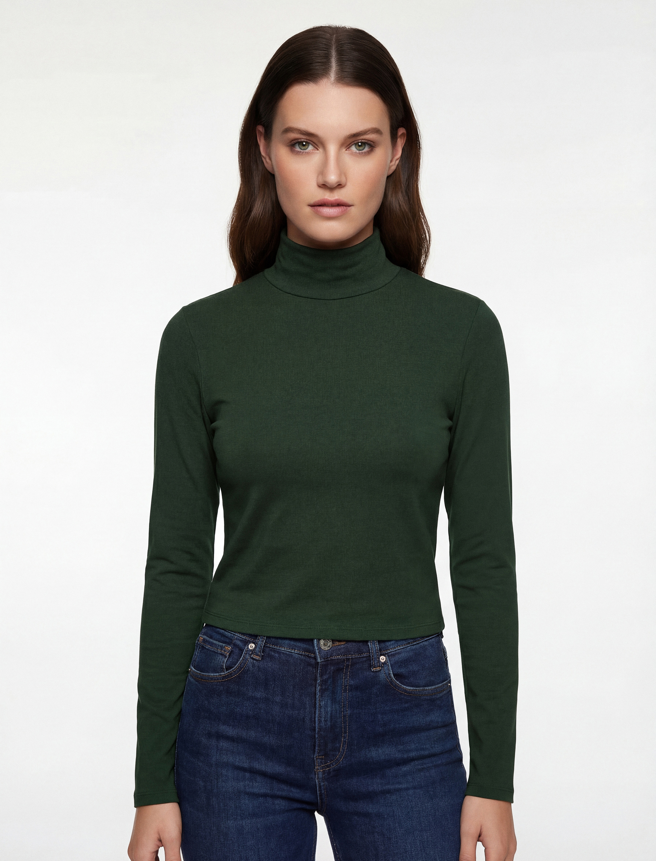   Regular Fit Kaşkorse Dik Yaka Uzun Kollu Body