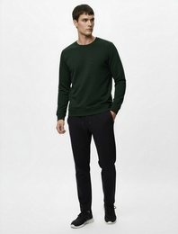 Pamuklu Uzun Kollu Şardonlu Bisiklet Yaka Erkek Basic Sweatshirt