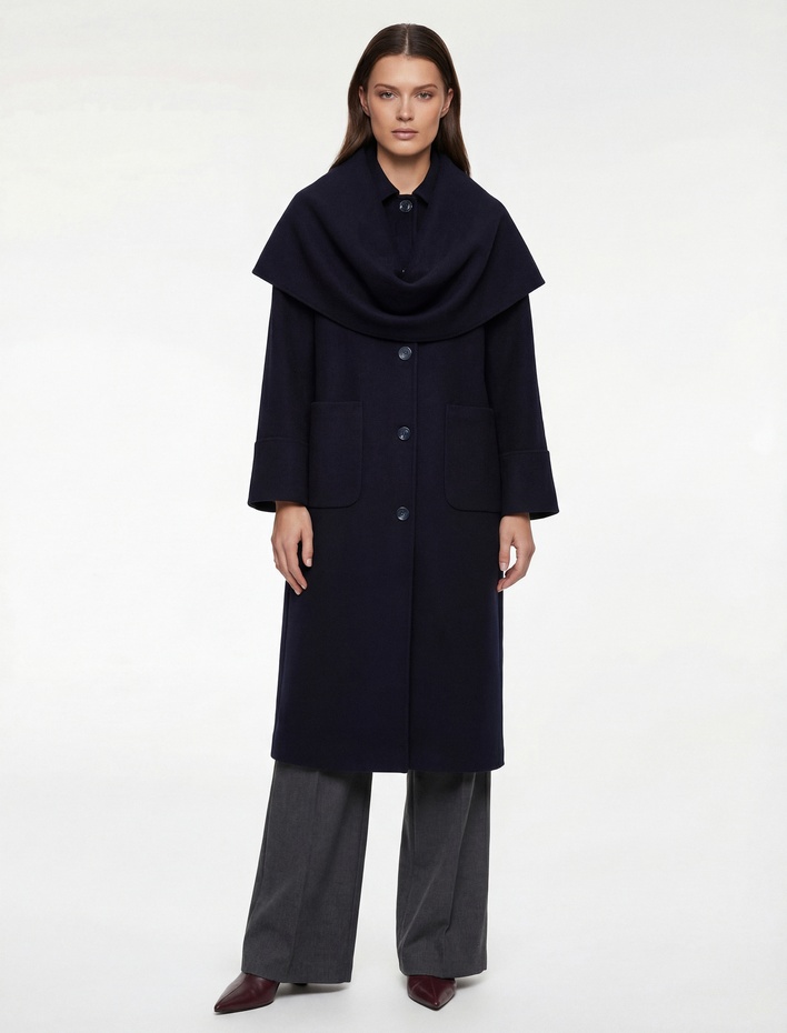  Atkılı Kaban Kaşe Uzun Cepli Düğmeli Uzun Kollu