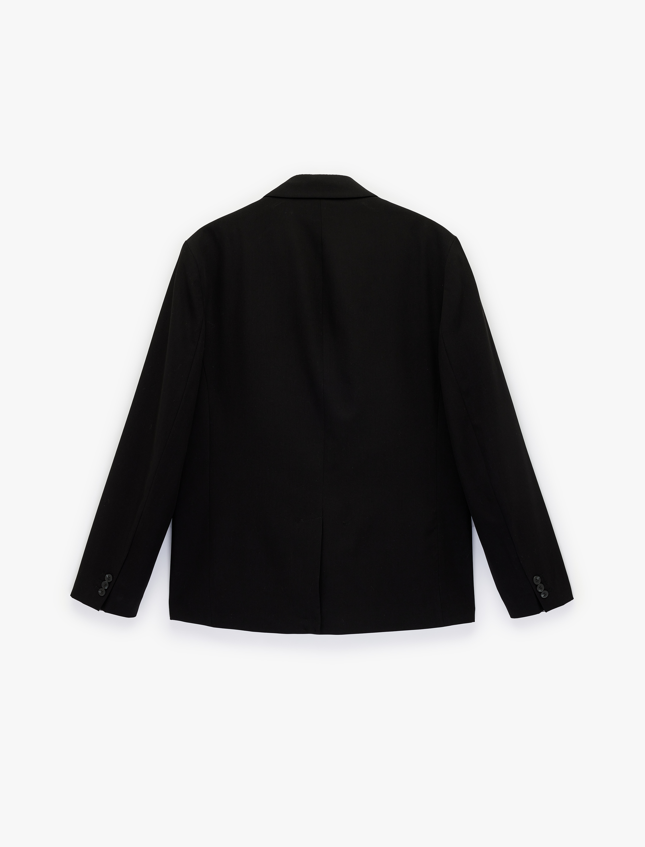   Uzun Kollu Kapaklı Cepli Mono Yaka Düğmeli Blazer Ceket