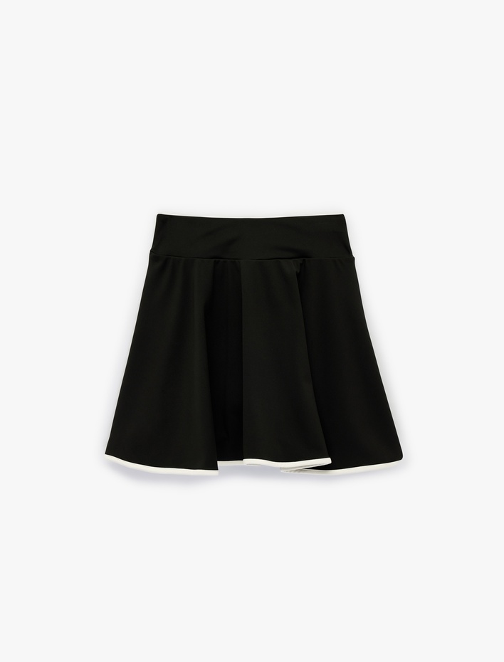  Yüksek Bel Biyeli Rahat Kalıp Mini Spor Şort Etek