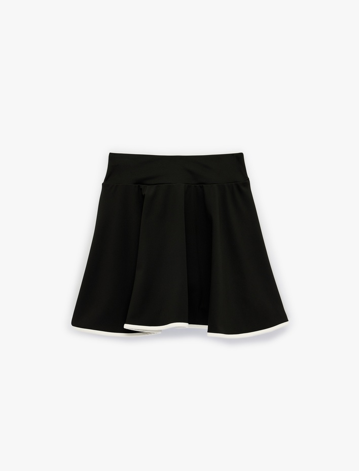  Yüksek Bel Biyeli Rahat Kalıp Mini Spor Şort Etek