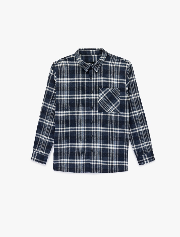  Regular Fit Uzun Kollu Klasik Yaka Düğmeli Oduncu Gömleği