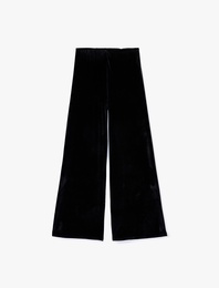 Slim Fit Yüksek Bel Geniş Paça Kadife Pantolon