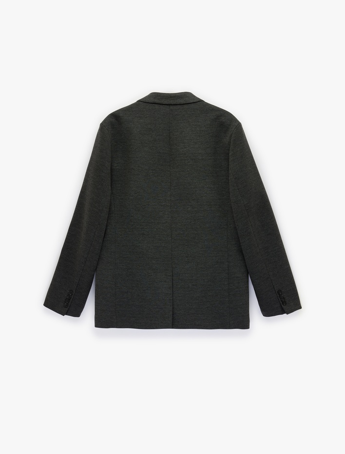  Slim Fit Viskon Karışımlı Düğmeli Kapaklı Cepli Mono Yaka Blazer Ceket
