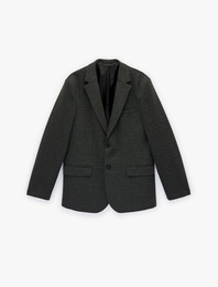 Slim Fit Viskon Karışımlı Düğmeli Kapaklı Cepli Mono Yaka Blazer Ceket