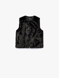 Bisiklet Yaka Suni Kürk Yelek