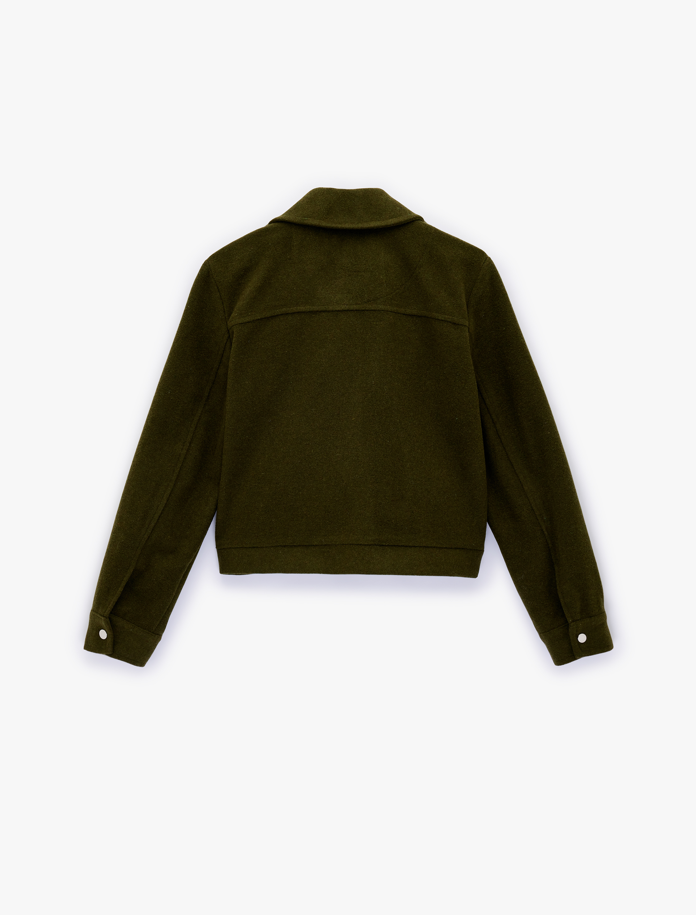   Uzun Kollu Klasik Yaka Cep Detaylı Oversize Fermuarlı Ceket