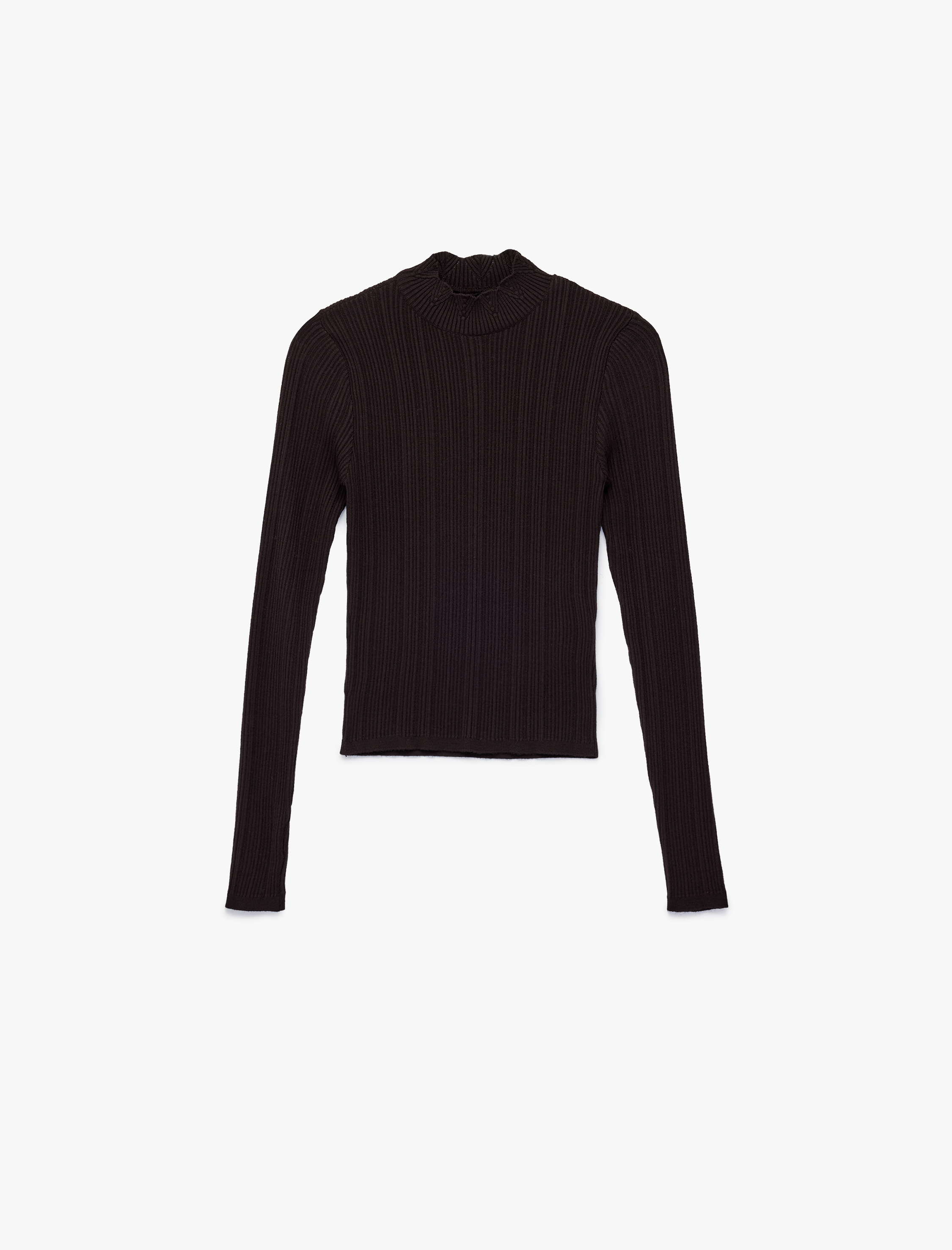   Uzun Kollu Dik Yaka Triko Kazak