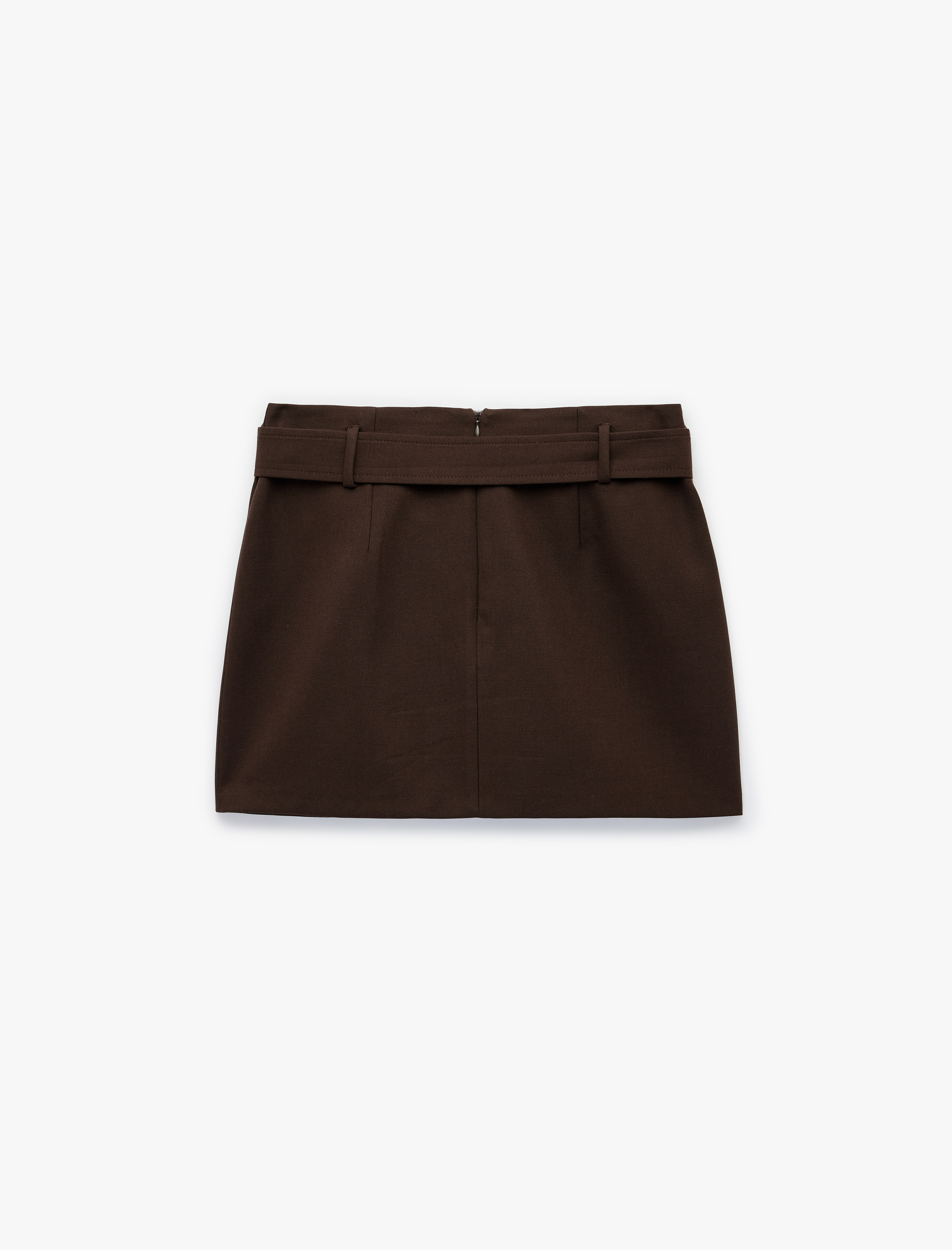   Slim Fit Kemer Detaylı Mini A Kesim Etek