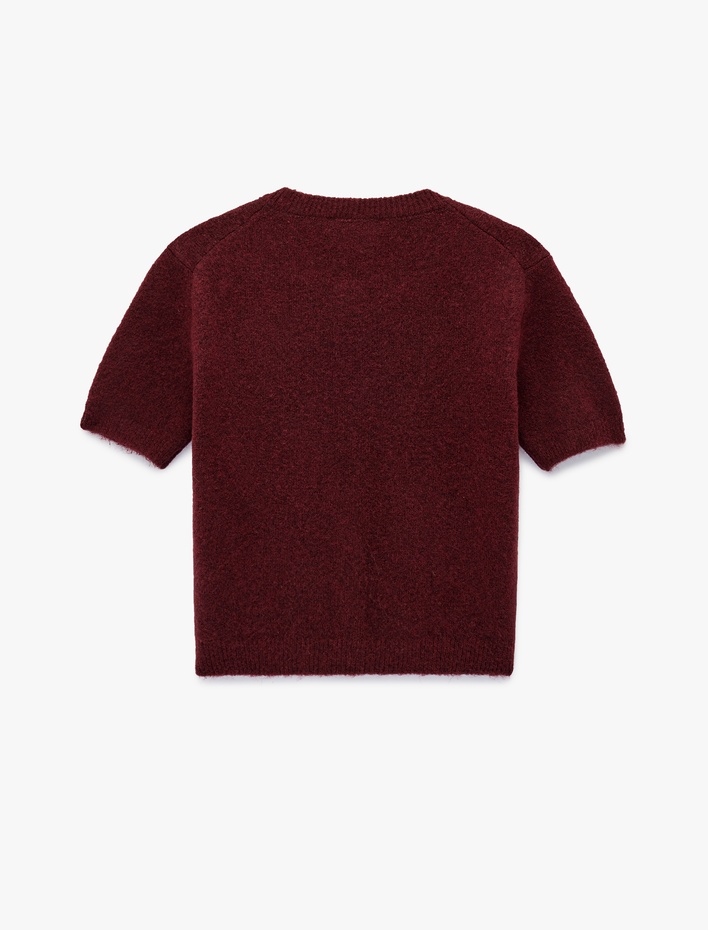  Bisiklet Yaka Düğmeli Kısa Kollu Triko Hırka