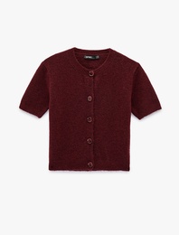 Bisiklet Yaka Düğmeli Kısa Kollu Triko Hırka