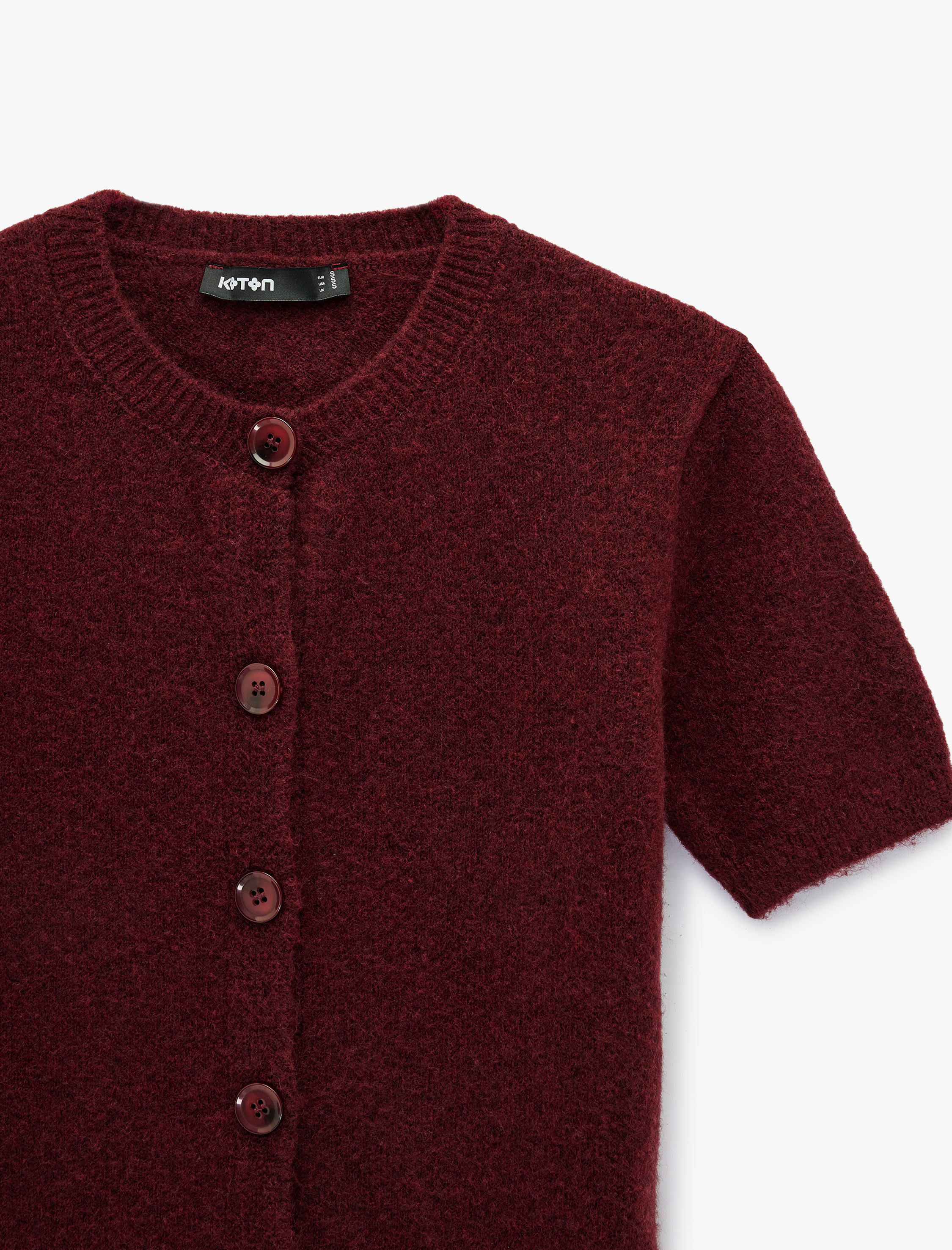   Bisiklet Yaka Düğmeli Kısa Kollu Triko Hırka