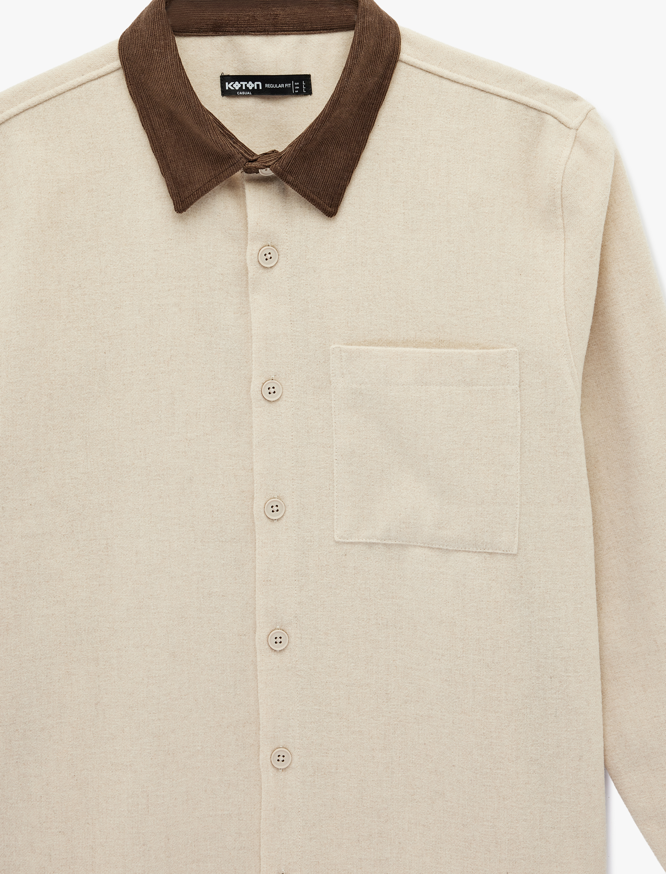   Regular Fit Cepli Renk Kontrastlı Klasik Yaka Uzun Kollu Gömlek