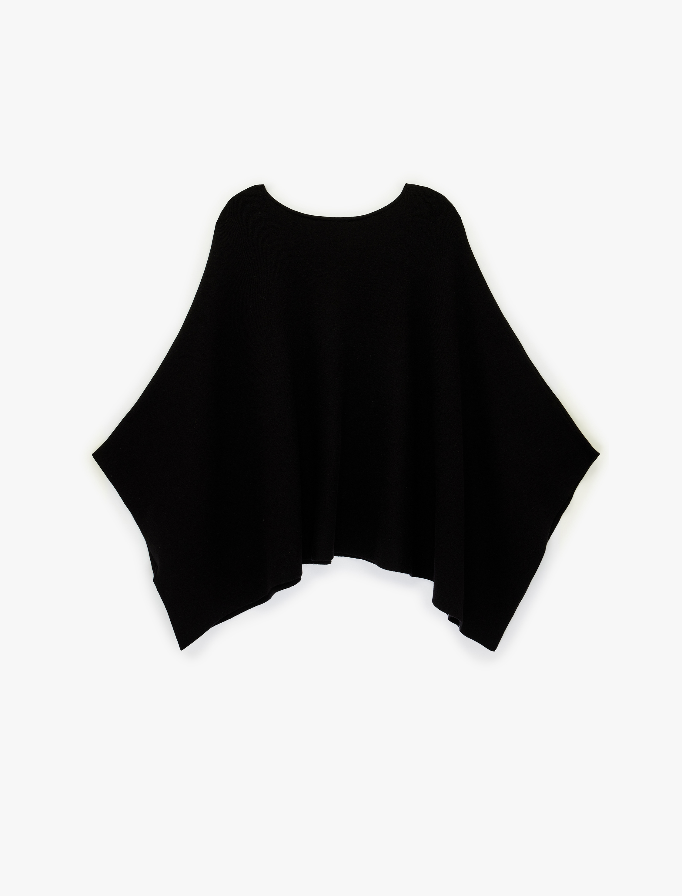   Uzun Yarasa Kollu Bisiklet Yaka Oversize Triko Panço