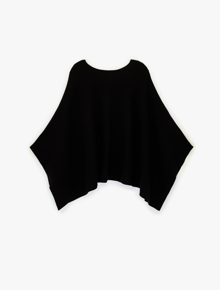  Uzun Yarasa Kollu Bisiklet Yaka Oversize Triko Panço