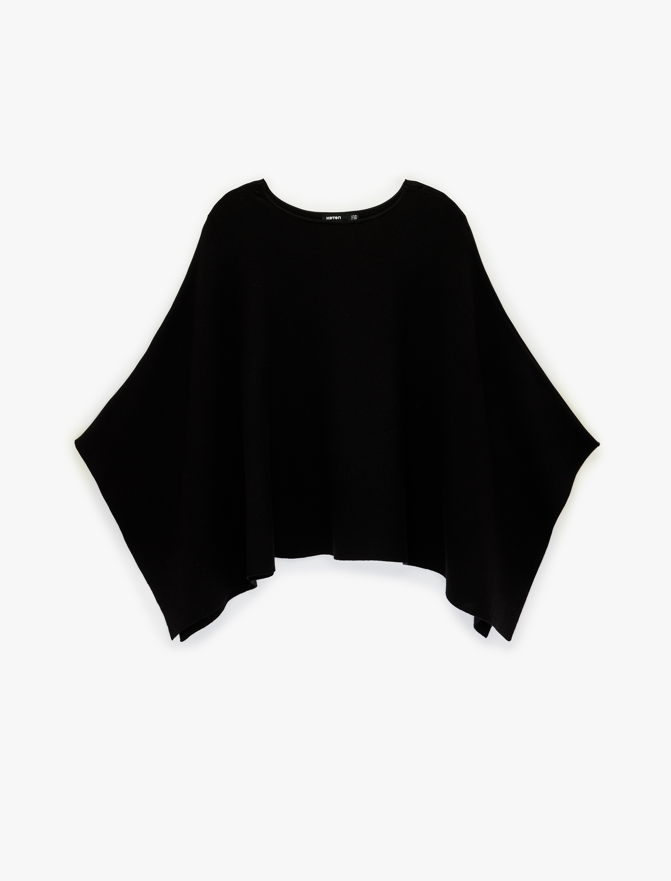   Uzun Yarasa Kollu Bisiklet Yaka Oversize Triko Panço