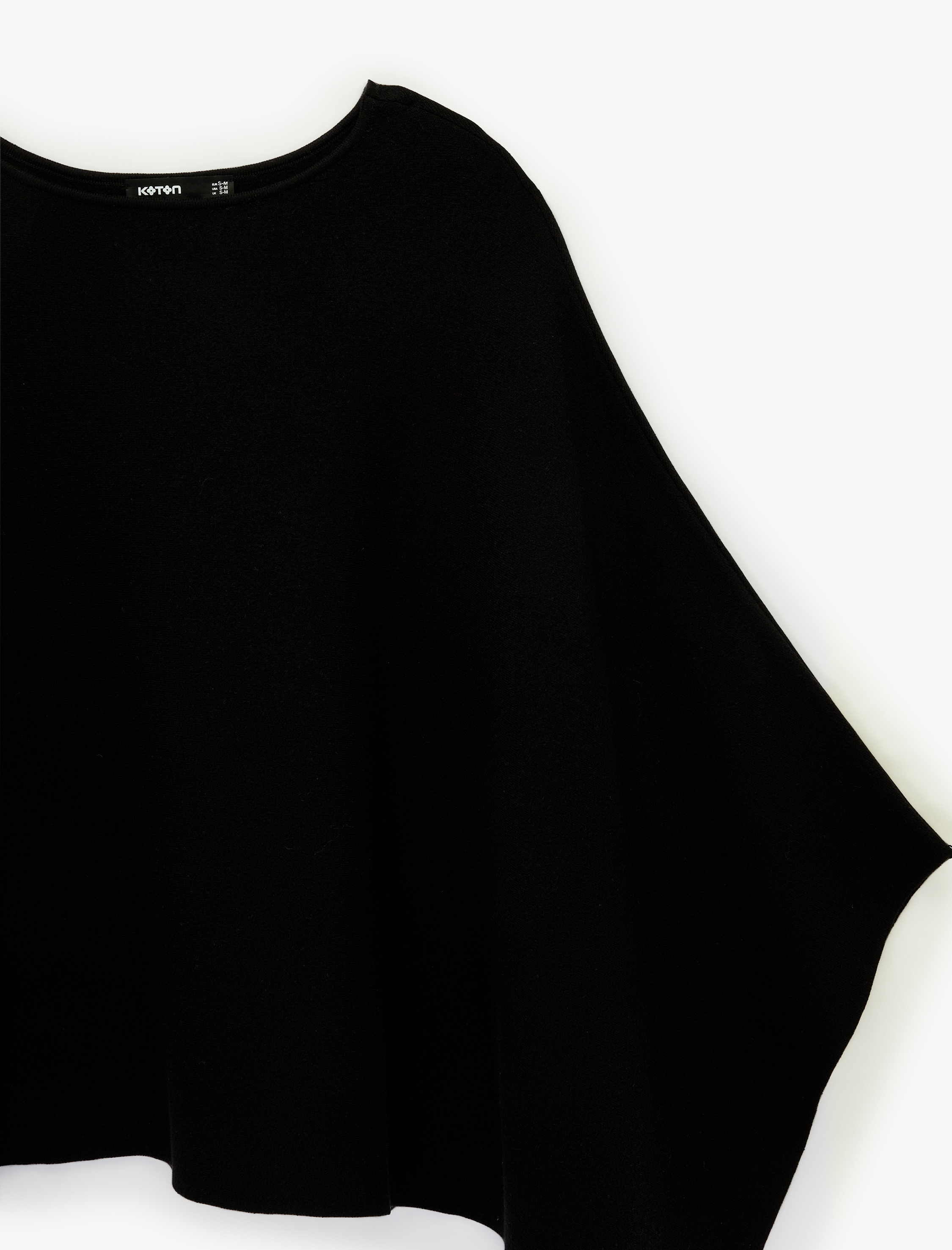   Uzun Yarasa Kollu Bisiklet Yaka Oversize Triko Panço