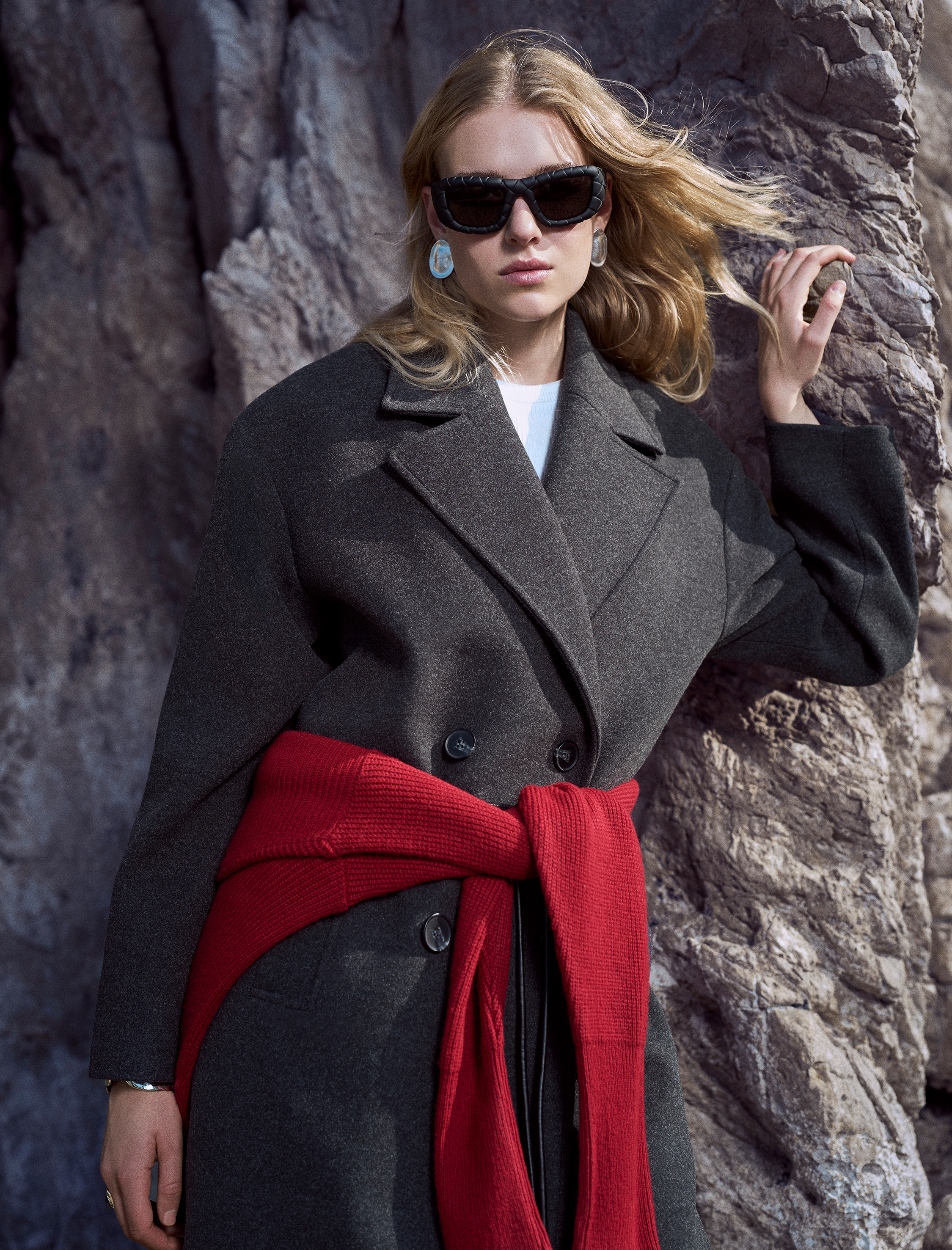   Koton X Şahika Ercümen - Oversize Kaban Kaşe Uzun Düğmeli Cepli Kruvaze