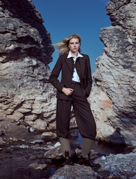 Koton X Şahika Ercümen -  Flanel Kumaş Geniş Paça Cepli Palazzo Kışlık Pantolon