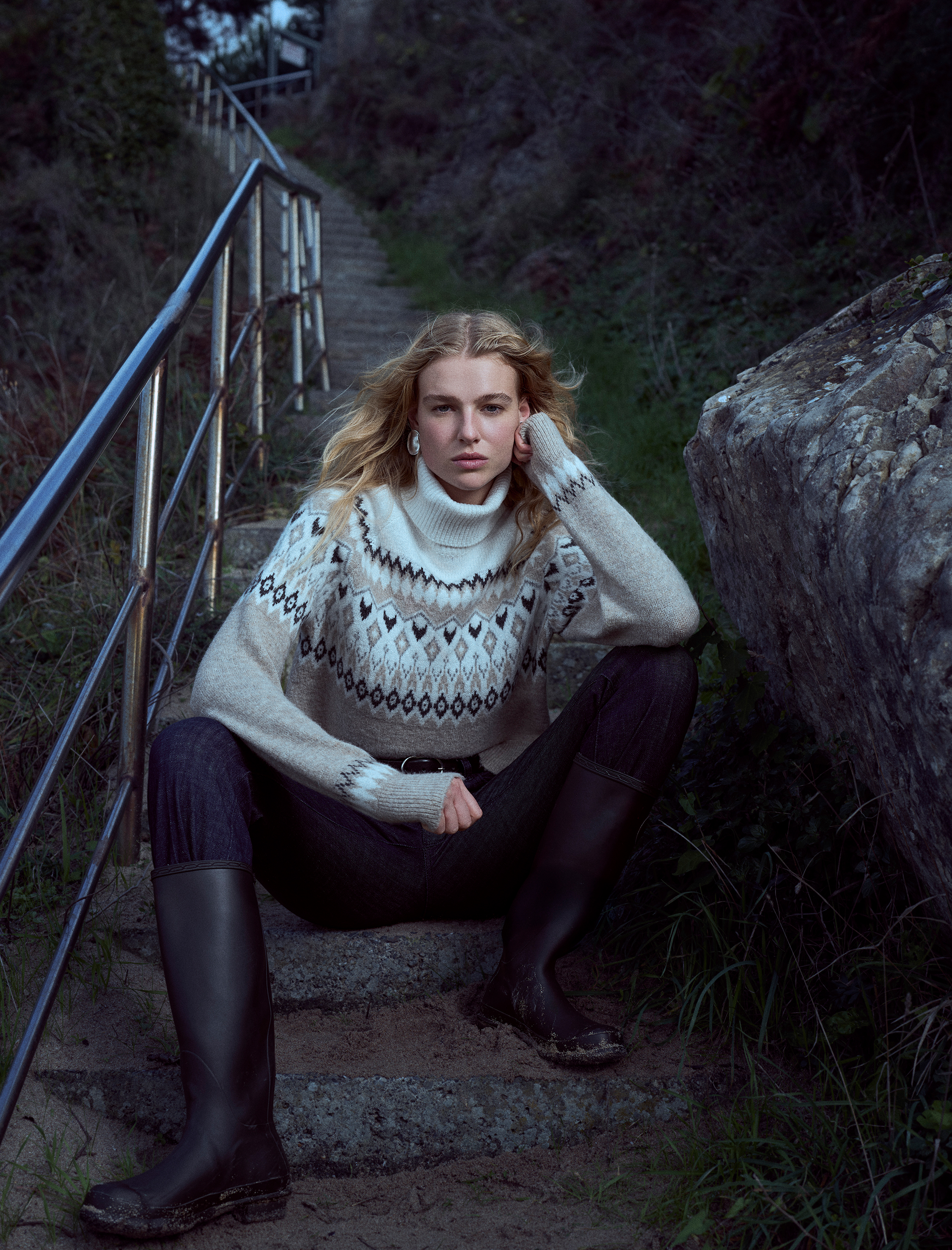   Koton X Şahika Ercümen - Uzun Kollu Balıkçı Yaka Desenli Örgü Kazak