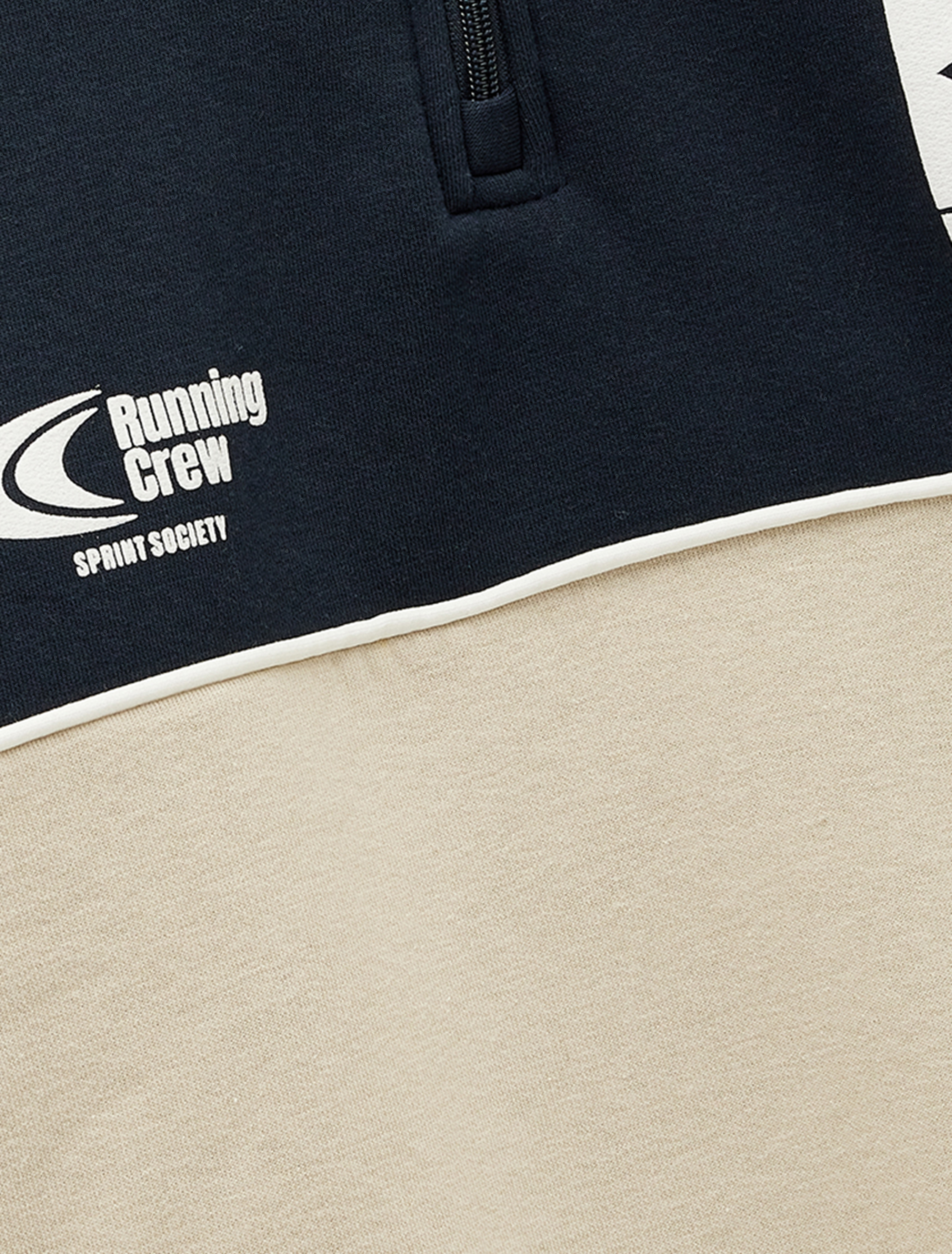   Regular Fit Baskılı Renk Bloklu Şardonlu Yarım Fermuarlı Sweatshirt