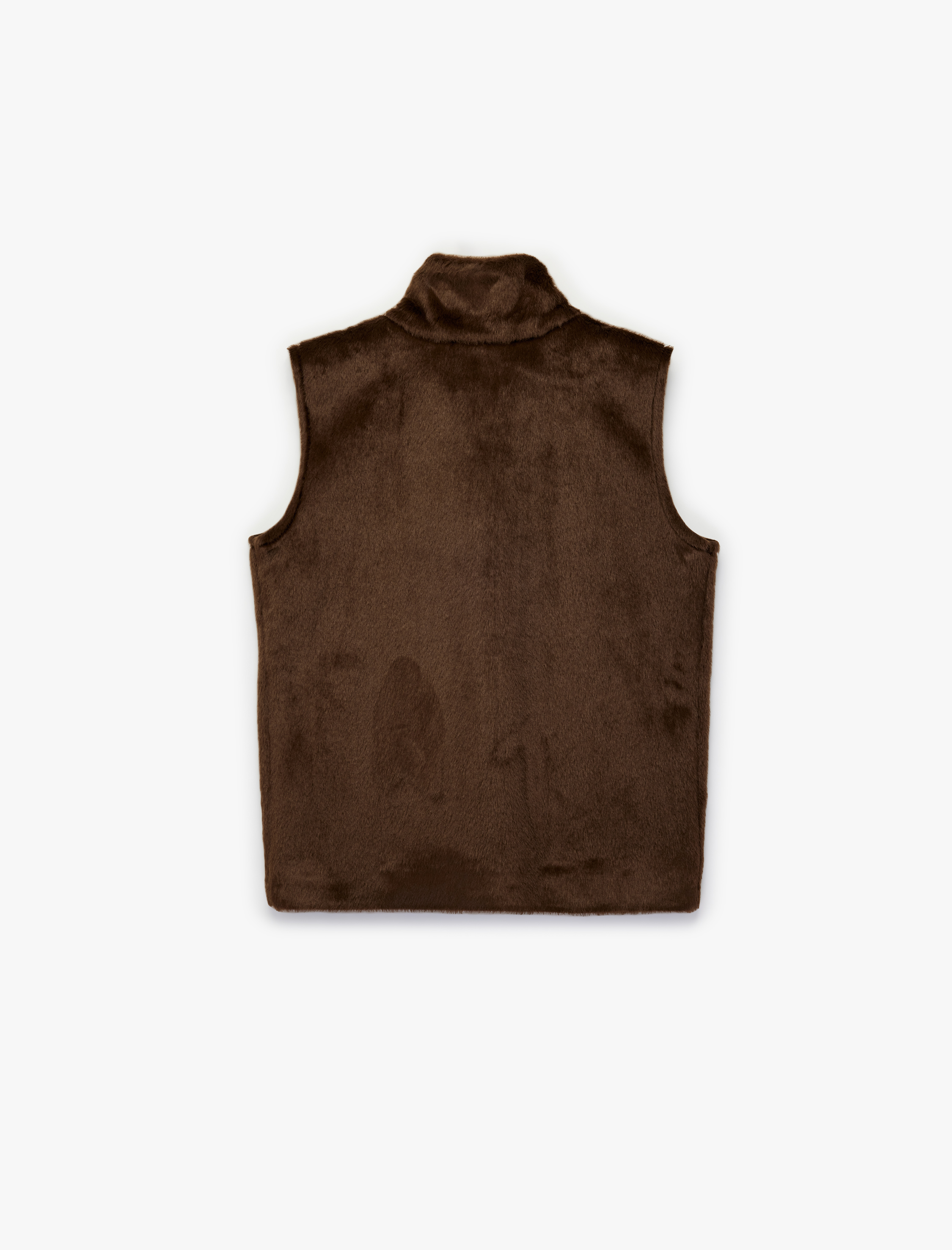   Çıt Çıt Düğme Detaylı Kolsuz Oversize Dik Yaka Suni Kürk Yelek