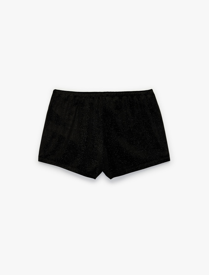  Beli Lastikli Rahat Kesim Kadife Şort Pijama Altı