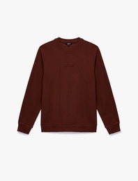 Regular Fit Uzun Kollu Bisiklet Yaka Baskılı Sweatshirt