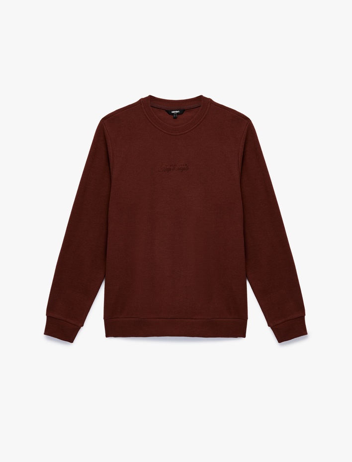  Regular Fit Uzun Kollu Bisiklet Yaka Baskılı Sweatshirt