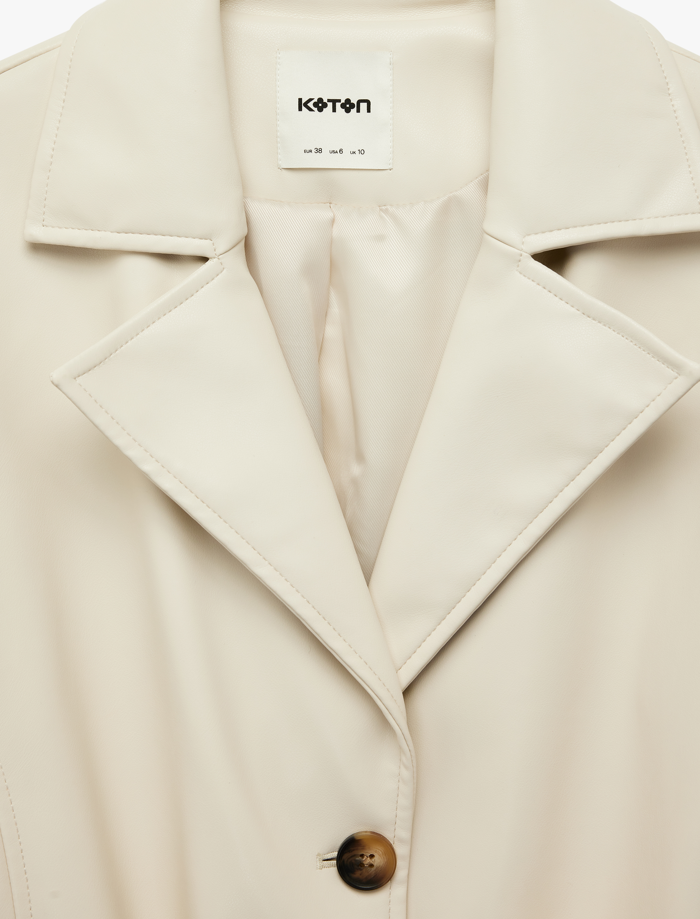   Uzun Kollu Cepli Kemerli Suni Deri Trençkot