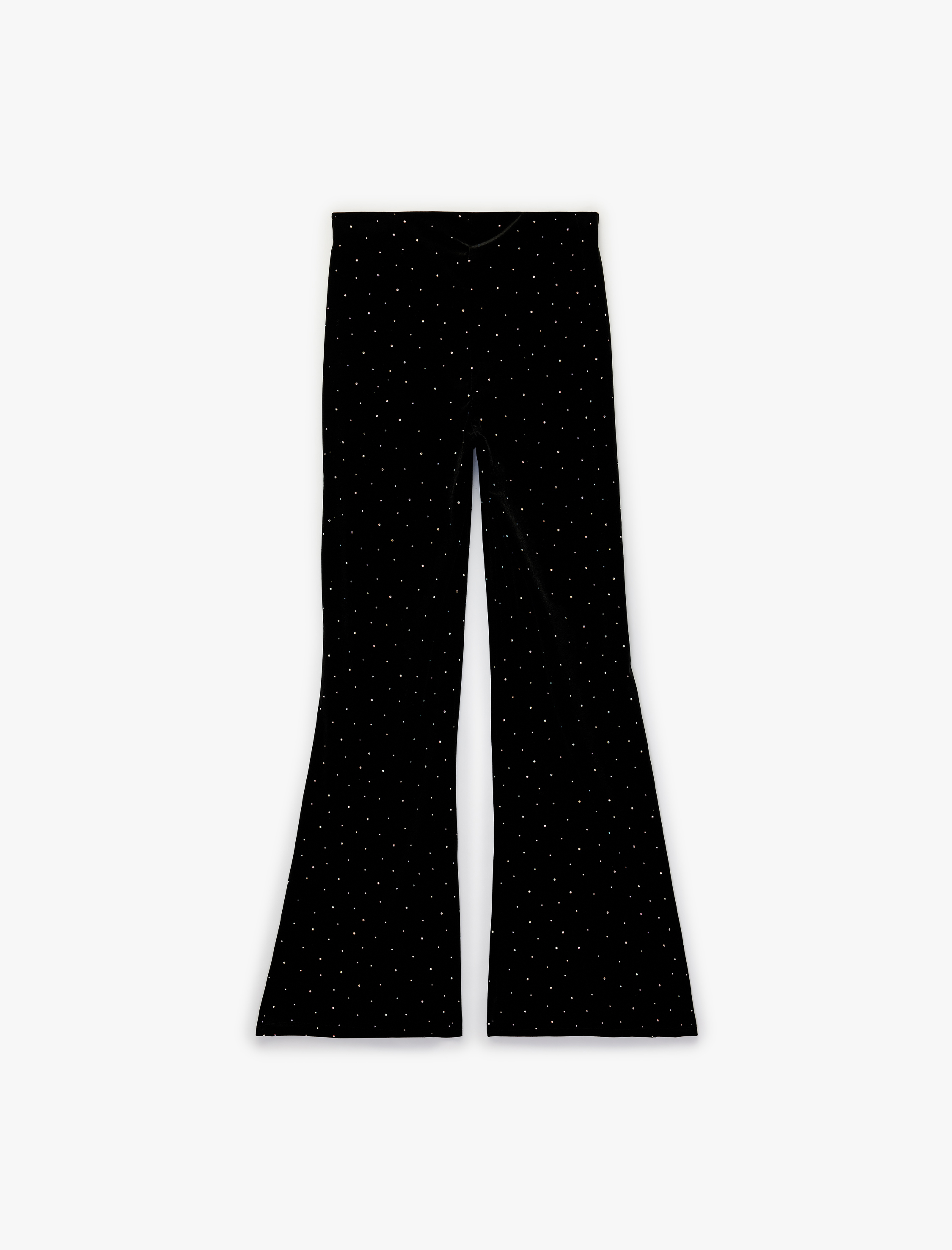   Geniş İspanyol Paça Kadife Taşlı Pantolon