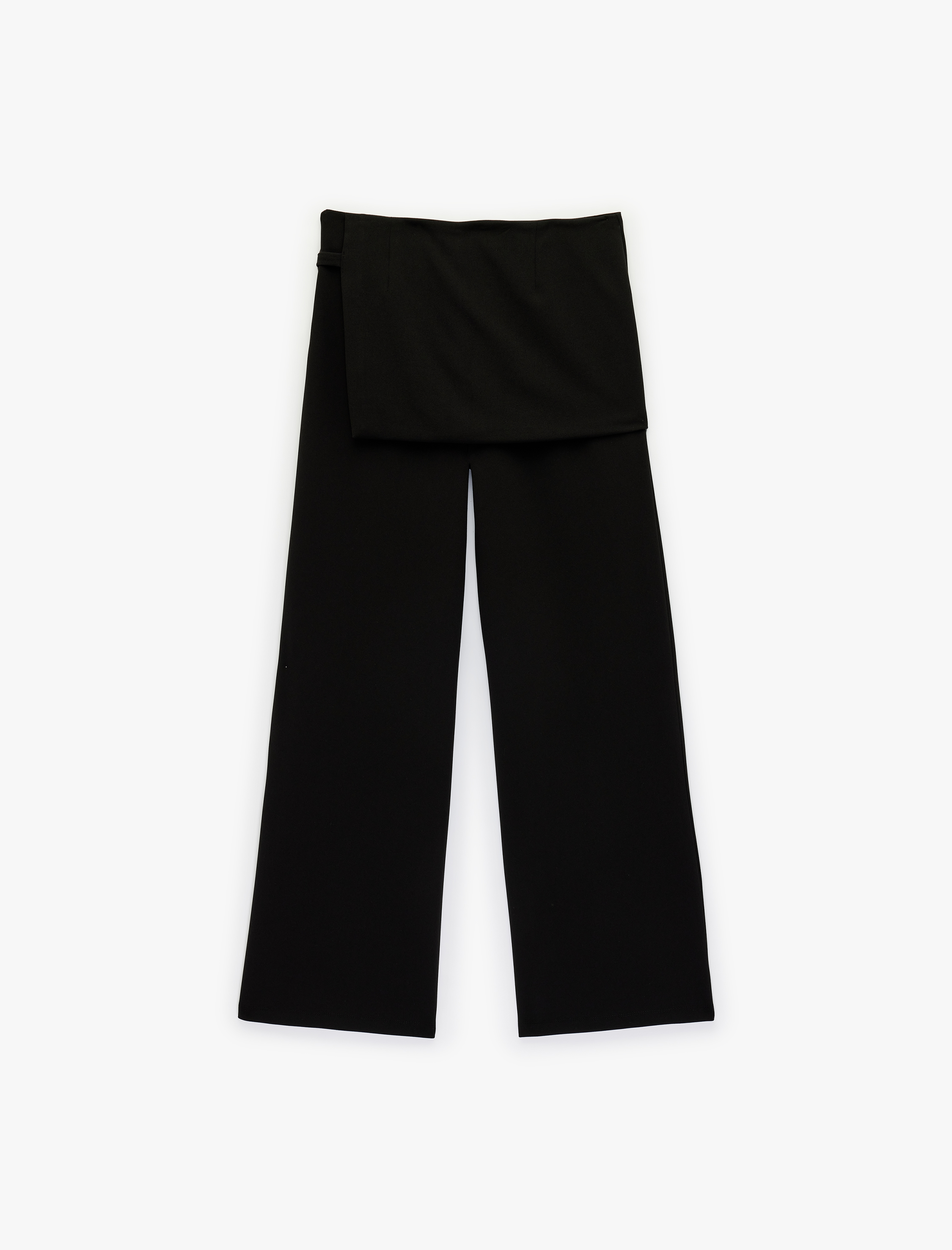   Yüksek Bel Uzun Bol Paça Kumaş Etek Pantolon