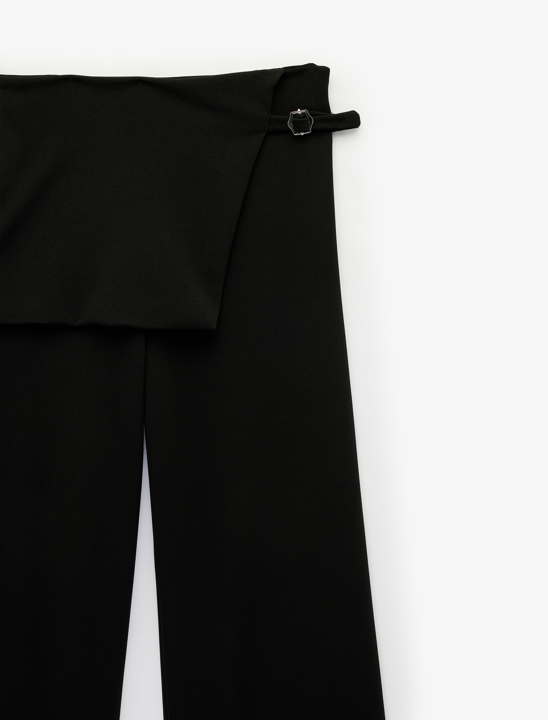   Yüksek Bel Uzun Bol Paça Kumaş Etek Pantolon