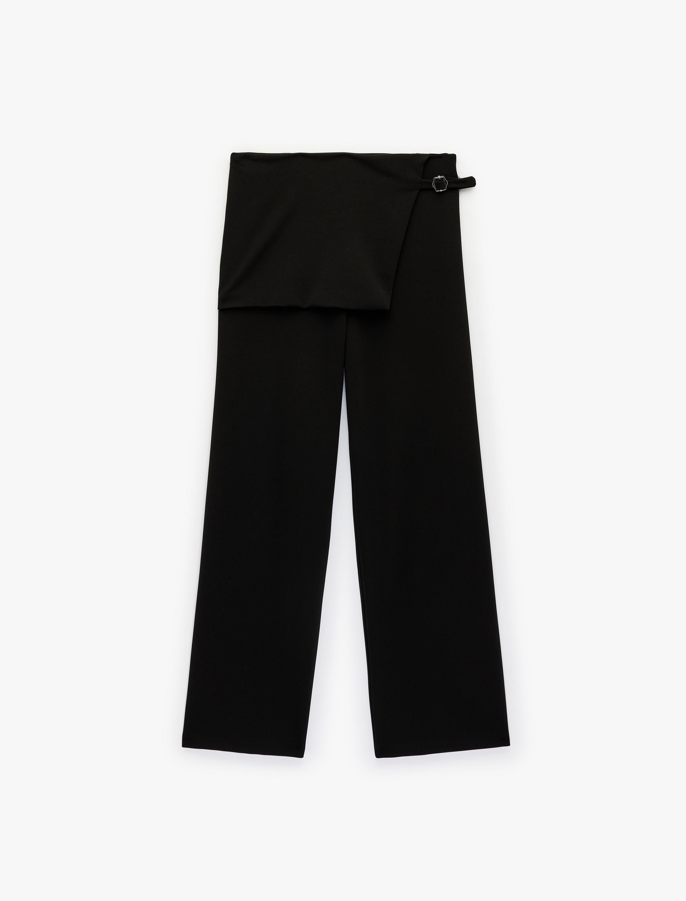   Yüksek Bel Uzun Bol Paça Kumaş Etek Pantolon