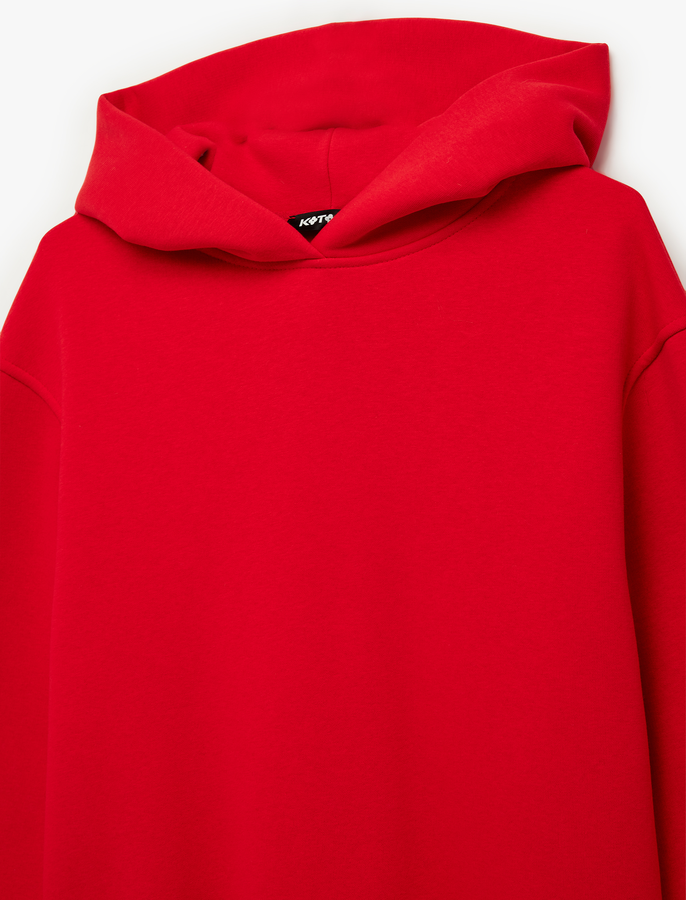   Üç İplik Şardonlu Uzun Kollu Kapüşonlu Basic Sweatshirt